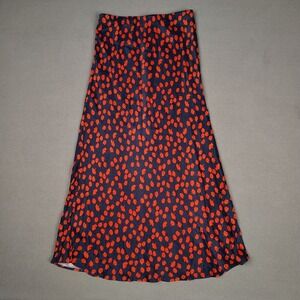 Maeve Anthropologie Maxi Skirt Women XS Blue Red Poppies Floral Elastic Pull On